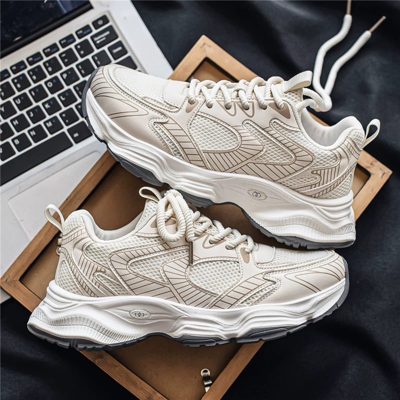 2025 новый летний стиль, мужская обувь в гонконгском стиле, дышащая повседневная обувь для папы, корейский стиль, модная студенческая спортивная обувь на толстой подошве