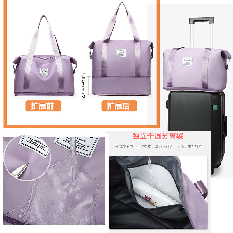 Bolsa de viaje con logotipo impresa personalizada, bolsa de viaje al aire libre de gran capacidad, bolsa de equipaje, bolsa de hombro de corta distancia, bolsa de fitness