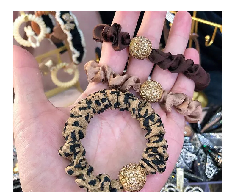 Paño De Leopardo De Color Sólido A La Moda Con Incrustaciones De Perlas Pedrería Lazo Para El Pelo 1 Pieza display picture 1