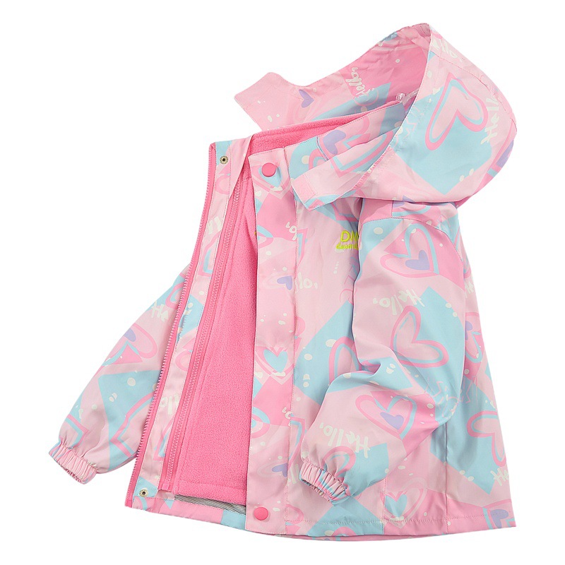 Prendas de vestir para niñas primavera y otoño 2025, nueva chaqueta para niños, ropa de otoño gruesa de terciopelo desmontable tres en uno para niñas