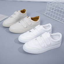 小白鞋女2022夏季新款韩版魔术贴平底板鞋休闲运动学生鞋透气白鞋