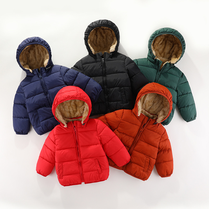 Abrigo acolchado de algodón para niños Abrigo acolchado de algodón engrosado para niños y niñas Abrigo acolchado de algodón con forro polar para bebés Abrigo de invierno al por mayor