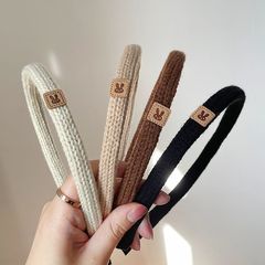 秋冬新款編制發箍貼標小兔簡約可愛淑女頭箍洗臉通用發卡頭飾髮飾