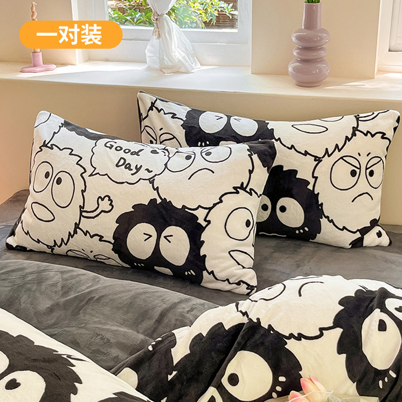 Funda de almohada de terciopelo de leche de invierno, un par de fundas de almohada de terciopelo de coral grueso, una sola funda de revestimiento de núcleo de almohada para niños 48x74 2