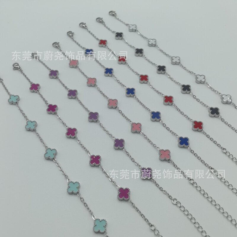 Van Gogh Four-Leaf Clover Five-Flower Silver Bracelet for Women, White Mother-Of-Pearl, Double-Sided, Non-Fading, Wholesale, New Spring Collection, Light Luxury Van Gogh Four-Leaf Clover Five-Flower Silver Bracelet for Women, White Mother-Of-Pearl, Double-Sided, Non-Fading, Wholesale, New Spring Collection, Light Luxury