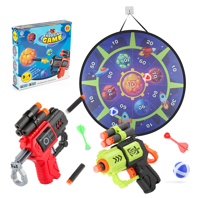 Cross-border Amazon Children's throwing target plate space sticky ball darts three-in-one throwing leisure sports toys