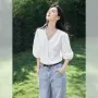 v领别致夏季新款衬衫