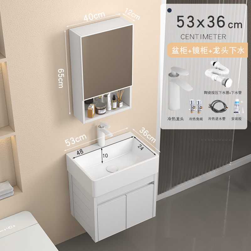 Engrosado espacio gabinete de baño de aluminio pequeño apartamento lavabo Mini lavabo de baño lavabo integrado lavabo de cerámica