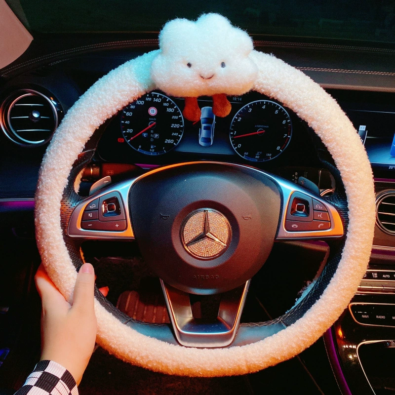 Новое облако милый мультяшный чехол на руль автомобиля овечка зима четыре сезона теплый плюшевый чехол на ручку автомобиля богиня
