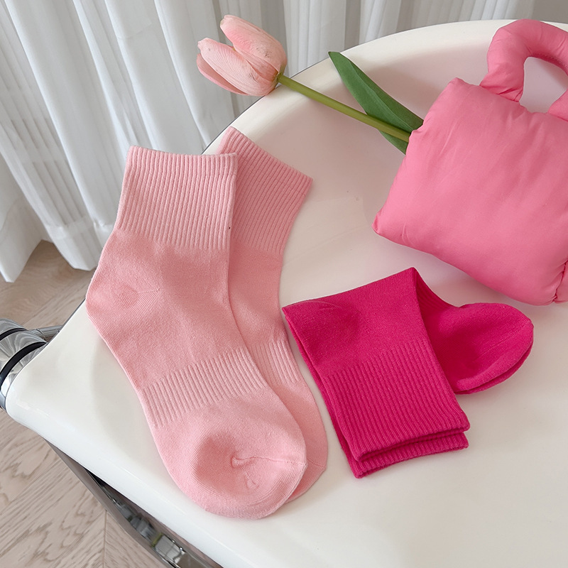 Ins Pure Color Solid Color Waist-Cinching Women's Socks Skateboard Mid-Tube Sports Socks Trendy Unisex Socks Wholesale from Manufacturer