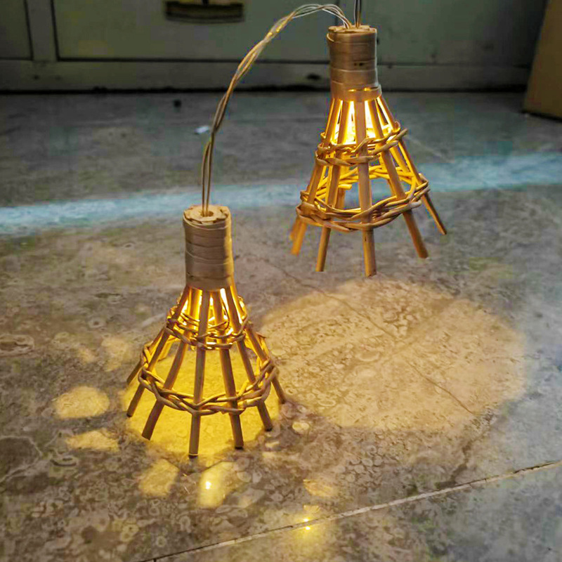 Torches fence real rattan wicker lantern lantern LED garden lights string hanging accessories cross-border business super outdoor decoration