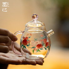 墨己瑞璃玻璃高颜值泡茶壶功夫茶具耐热耐高温手执壶玉兔桃夭小壶