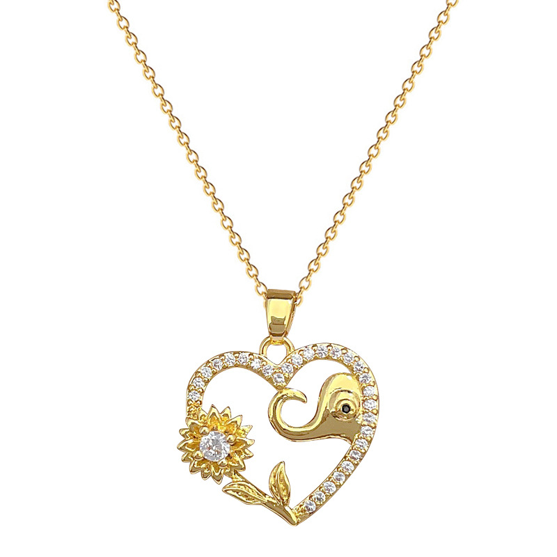 Collana elegante con girasole e elefante per donna argento_voghion.com