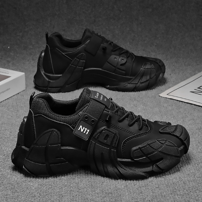 2025 otoño nuevos zapatos de skate casuales deportivos con suela gruesa zapatos de estilo de cuero de Hong Kong zapatos de pan de tamaño grande zapatos Gump zapatos para hombres