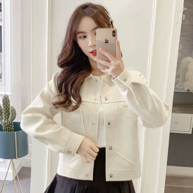 Плотно сидящая бархатная куртка женская, корейский стиль, абрикосовая короткая длина 50 см, осенняя