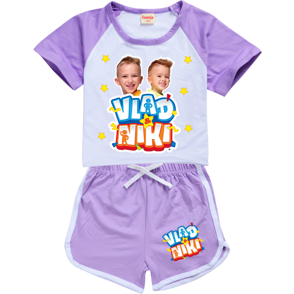 Jungen Sommer Vlad Niki Sets Kurzarm T-Shirt Shorts 2 Stück Anzug Casual Sportswear Kinder kleidung Trainings anzug für Teenager Mädchen – Detail 10