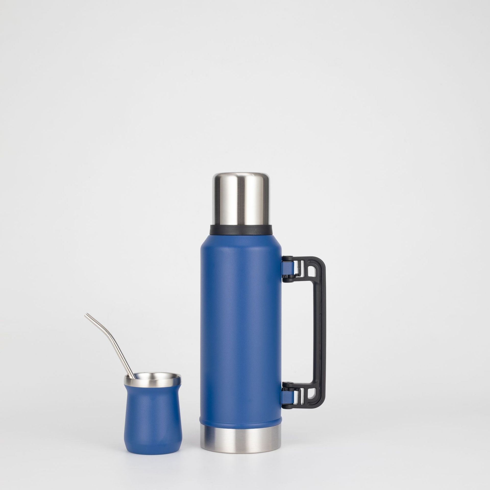 Botella de agua aislada estilo Stanley con asa portátil, botella de ciclismo de gran capacidad, taza térmica de acero inoxidable 304, botella de agua caliente.