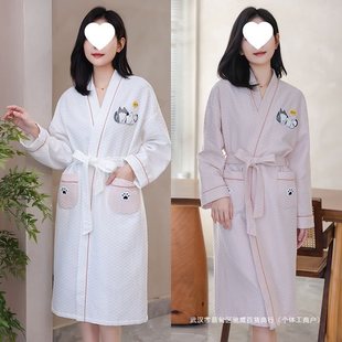 Cotton Bathrobe Women's 2025 New Bathrobe Cotton Nightgown Kimono Pure Nightgown Summer Short Pajamas Home Clothes