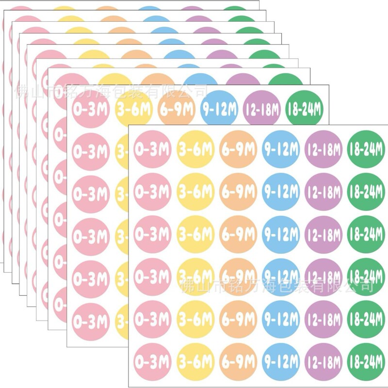 Factory Wholesale Amazon Hot-Selling Baby Clothing Size Stickers for Hangers, Bags, or Storage Containers