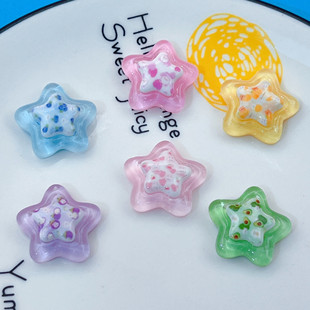 Transparent Cartoon Printed Fruit Five-Pointed Star Hairpin Hair Rope Grabber Hole Shoe Buckle Refrigerator Magnet DIY Resin Accessories