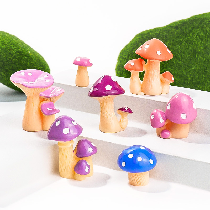 Creativa Mushroom Resina Artesanía Regalos Simulación Mushroom Cong Micro Paisaje Adornos de dibujos animados Mini accesorios de bricolaje