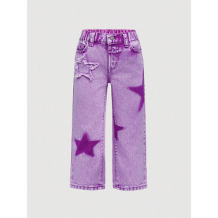 M 83680 Star Embroidered Wide Leg Jeans ���Ǵ̽����ţ��ѝ