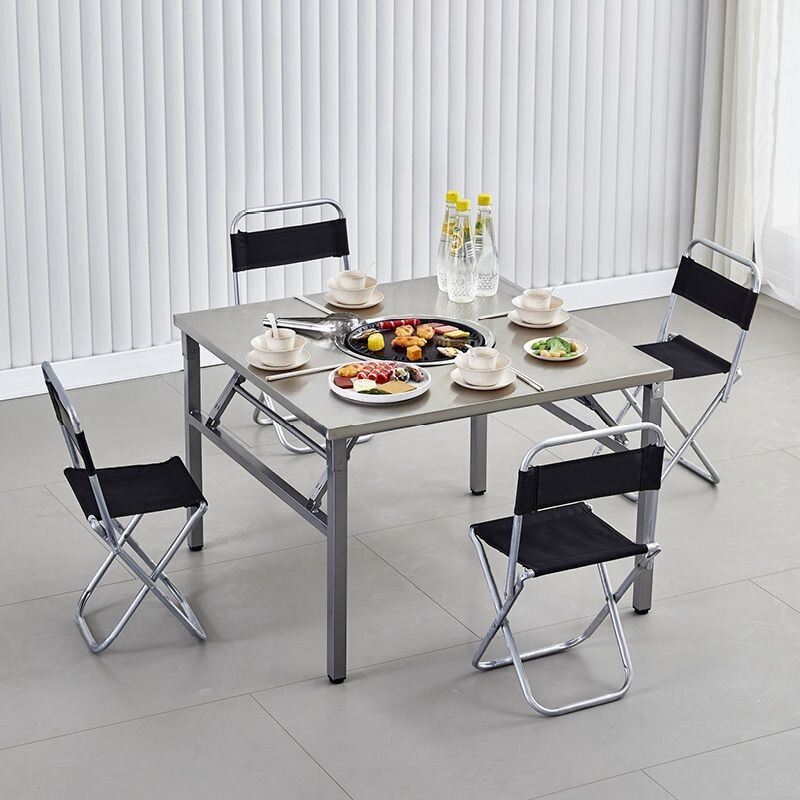Folding Table Stainless Steel Thickened Portable Camping Picnic Barbecue Dining Table Night Market Stall No-Installation Small Square Table Folding Table Stainless Steel Thickened Portable Camping Picnic Barbecue Dining Table Night Market Stall No-Installation Small Square Table