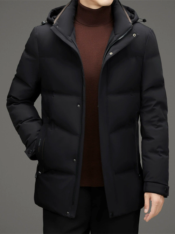 Winter long trend removable down jacket for leisure, mid-length