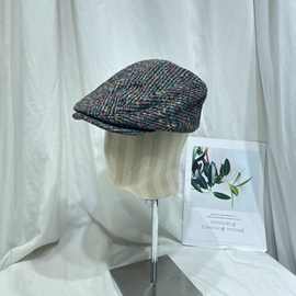 韩版时尚彩色点点前进帽子女秋冬复古英伦画家贝雷帽休闲八角帽潮