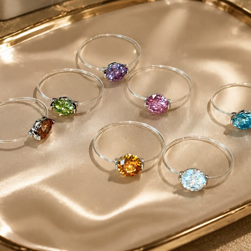 【Tears of the Mermaid】Transparent Fishing Line Paraiba Color Invisible Ring, Colorful, Simple, Versatile, Niche Design 【Tears of the Mermaid】Transparent Fishing Line Paraiba Color Invisible Ring, Colorful, Simple, Versatile, Niche Design