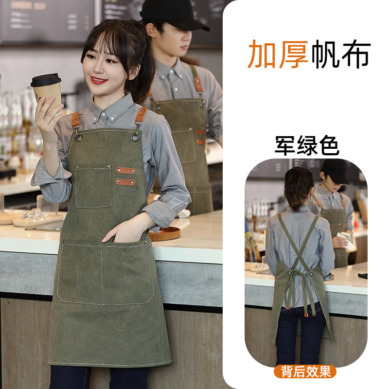 Gran por mayor delantal lienzo a prueba de aceite doméstico té de leche cafetería cocina horticultura ropa de trabajo impresión antisucia un lote