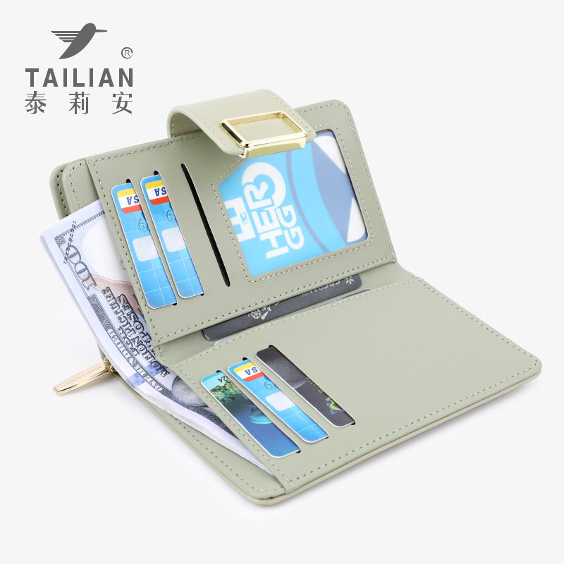 Telian nuevo multi-funcional de color sólido de la PU de las mujeres billetera corta estilo coreano transfronteriza embrague billetera al por mayor