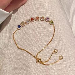 多巴胺彩钻方糖手链戒指法式轻奢高级感气质百搭ins清冷感手饰女