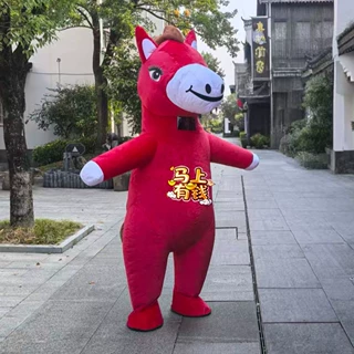 2026年马年充气马彩色独角兽人偶服装卡通吉祥物演出道具成人款