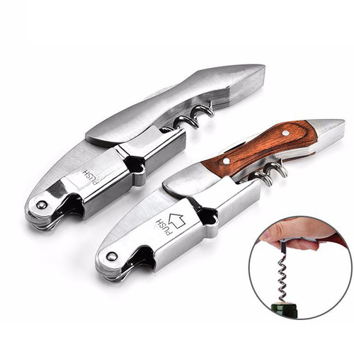 Factory Direct Sales Red Wine Opener Multi-functional Stainless Steel Solid Wood Bottle Opener Beer Kitchen Tool Wholesale 