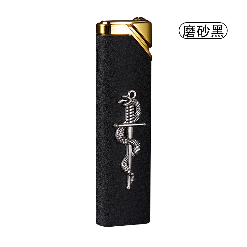 XF4208蛇纹贴章直冲充气防风打火机可激光DIY雕刻LOGO广告打火机|undefined