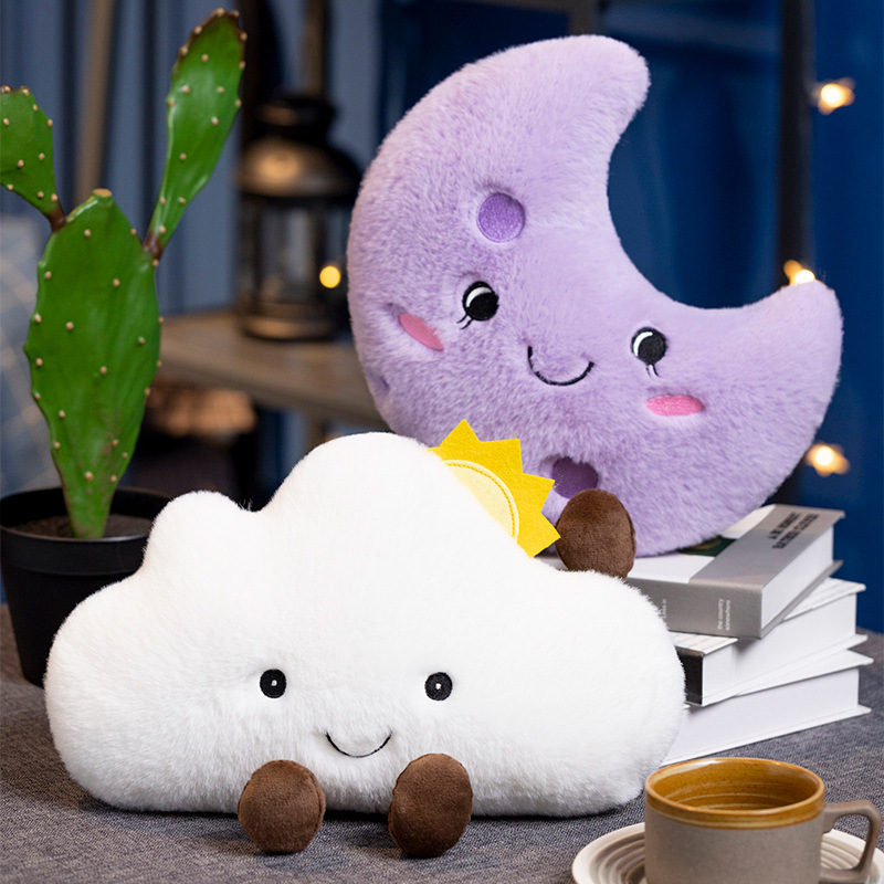 Amuseable transfronterizo pequeño sol almohada juguetes de peluche luna nube almohada muñeca muñeca