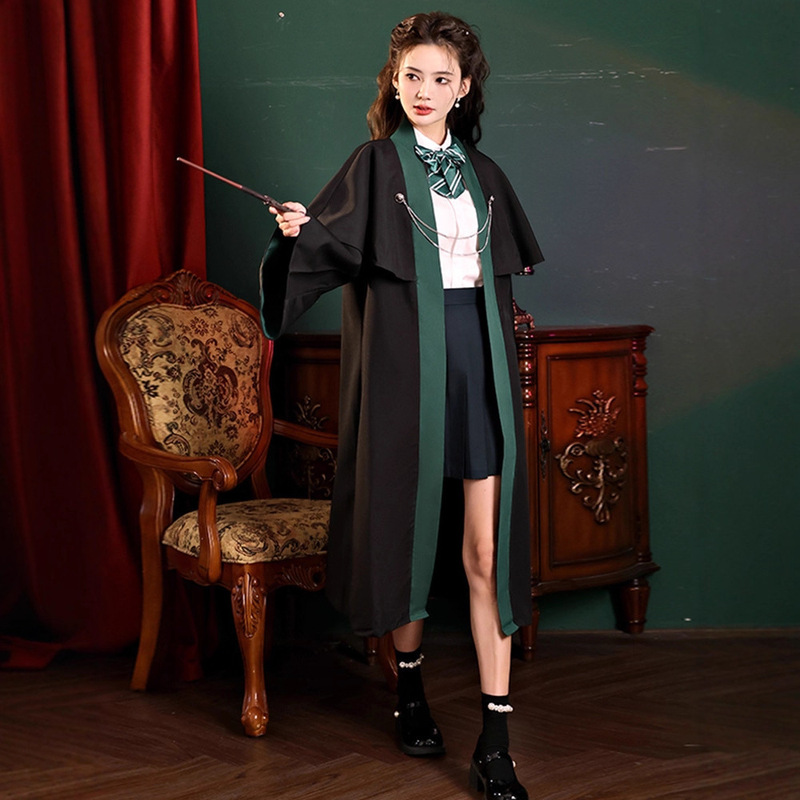 2025 Harry Potter Magic Robe Jk Uniform Wizard Robe Hooded Long and Short Cloak British College Style Men and Women