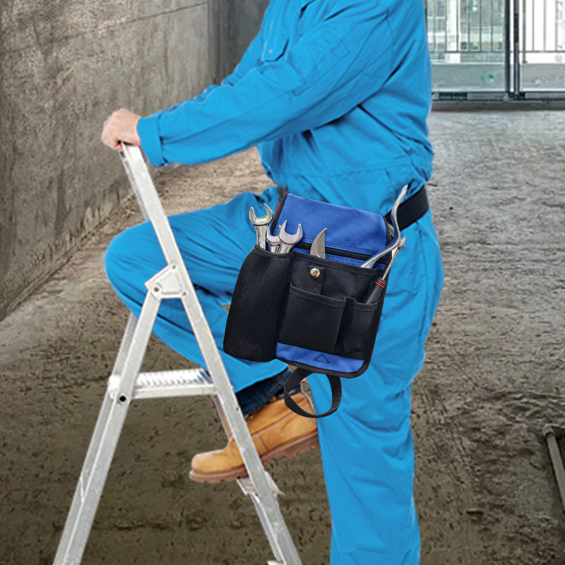 Bolsa de herramientas de hardware multibolsillo transfronteriza, bolsa de cintura resistente al desgaste, bolsa de cintura exterior para el usuario del sitio de construcción