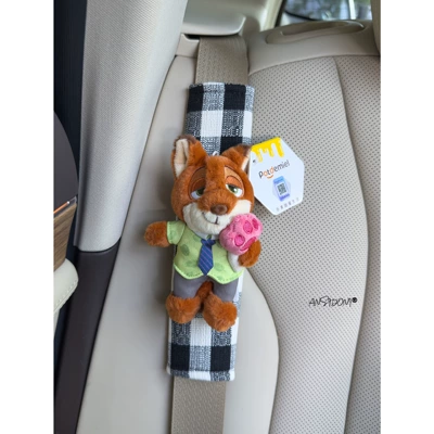 Judy Nick Car Seatbelt — Sürətlər qutusu və əl tormozu başlıqları - shoulder-pads-linen-black-check-genuine-nick-claws-single