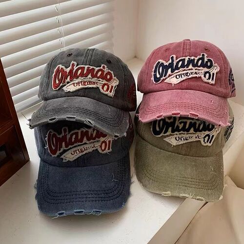 Vintage American Retro Washed Denim Baseball Cap for Women Large Head Wide Brim Hat to Make Face Look Smaller Men's Duckbill Hat