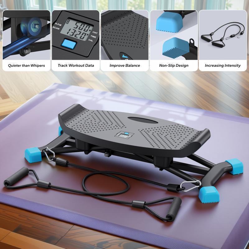 Home Fitness Stepper Mini Stair Climber with Elastic Bands|undefined