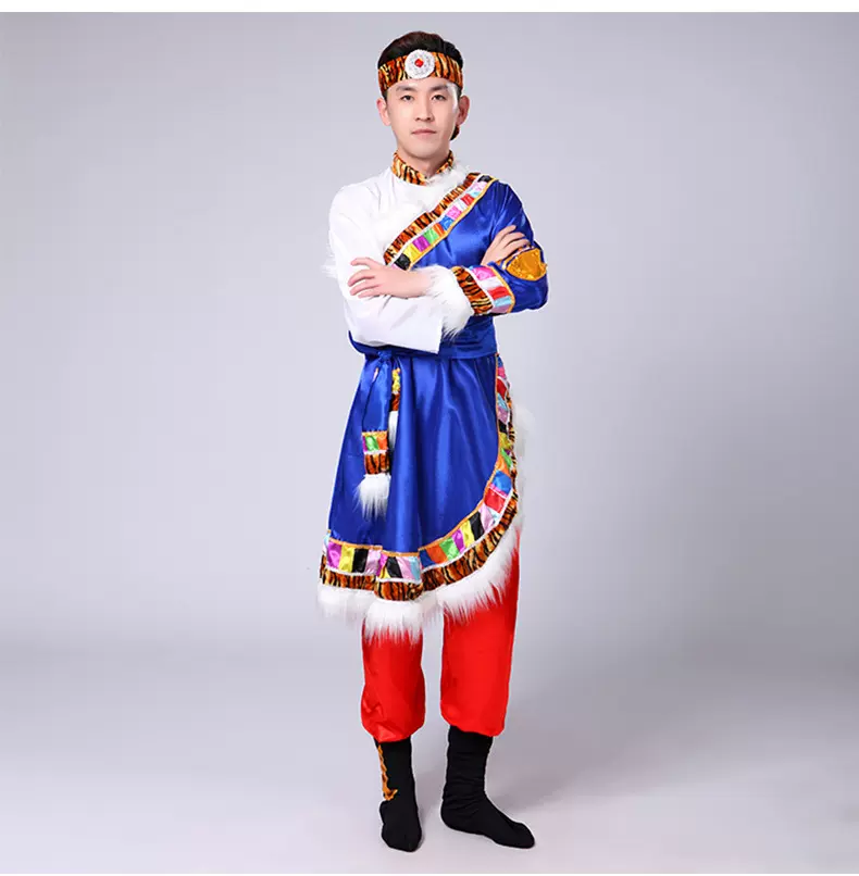 藏族舞蹈演出服装男士成人西藏民族舞台少数民族内蒙蒙古族表演服