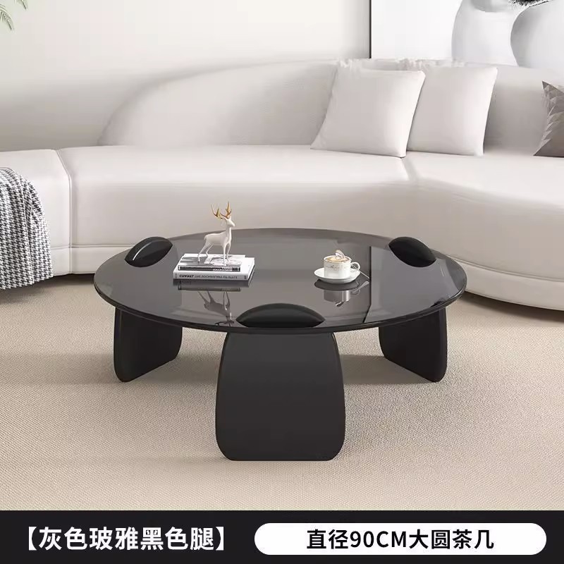 钢化玻璃茶几客厅家用圆形组合北欧网红风轻奢意式极简茶桌小户型|undefined