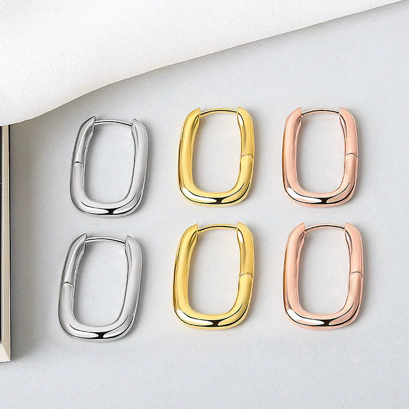 Earrings Geometric U-Shaped, European Style, Simple Elegant Design, Gold & Platinum Tones