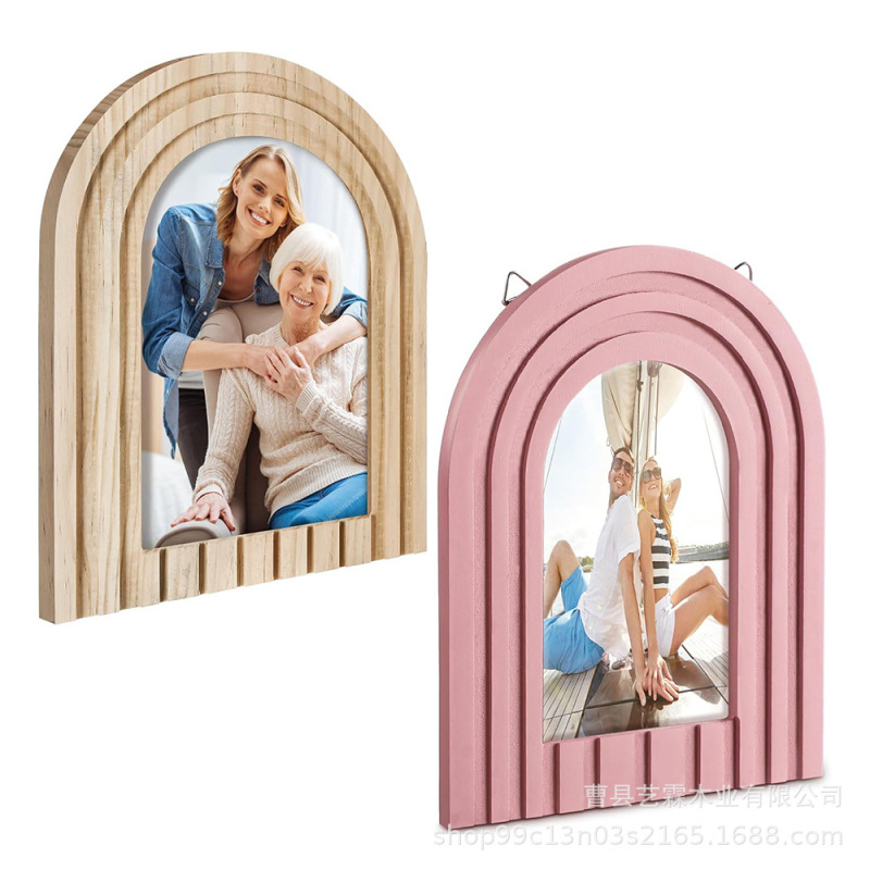 Bohemian Curved Wooden Photo Frame Arched Postcard Frame Living Room Wall Display Background Wall Decorative Picture Frame