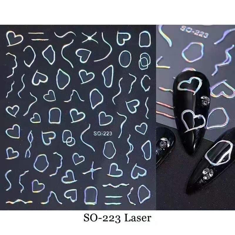 ネイルシール箔押し愛透かし彫りリング幾何学模様3d防水日系金属リングシール美装品|undefined