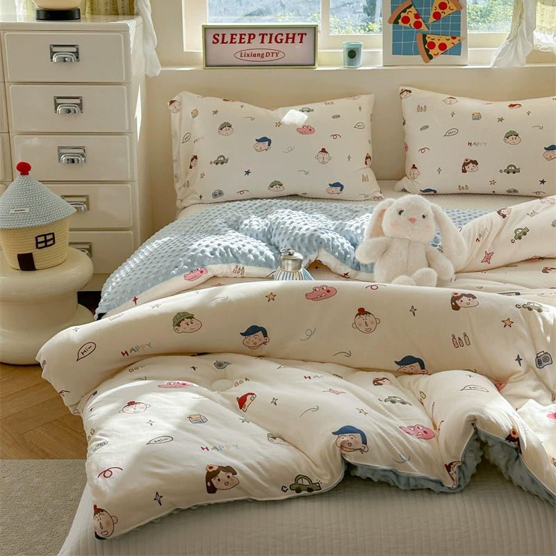 Новая утолщенная bean-бархатная весна и осень пуховая односпальная школьная зимняя одеяла двойной бобовый набивной хлопок