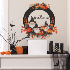 新款MG-F079Halloween小人南瓜花環客廳臥室背景裝飾牆貼紙批發