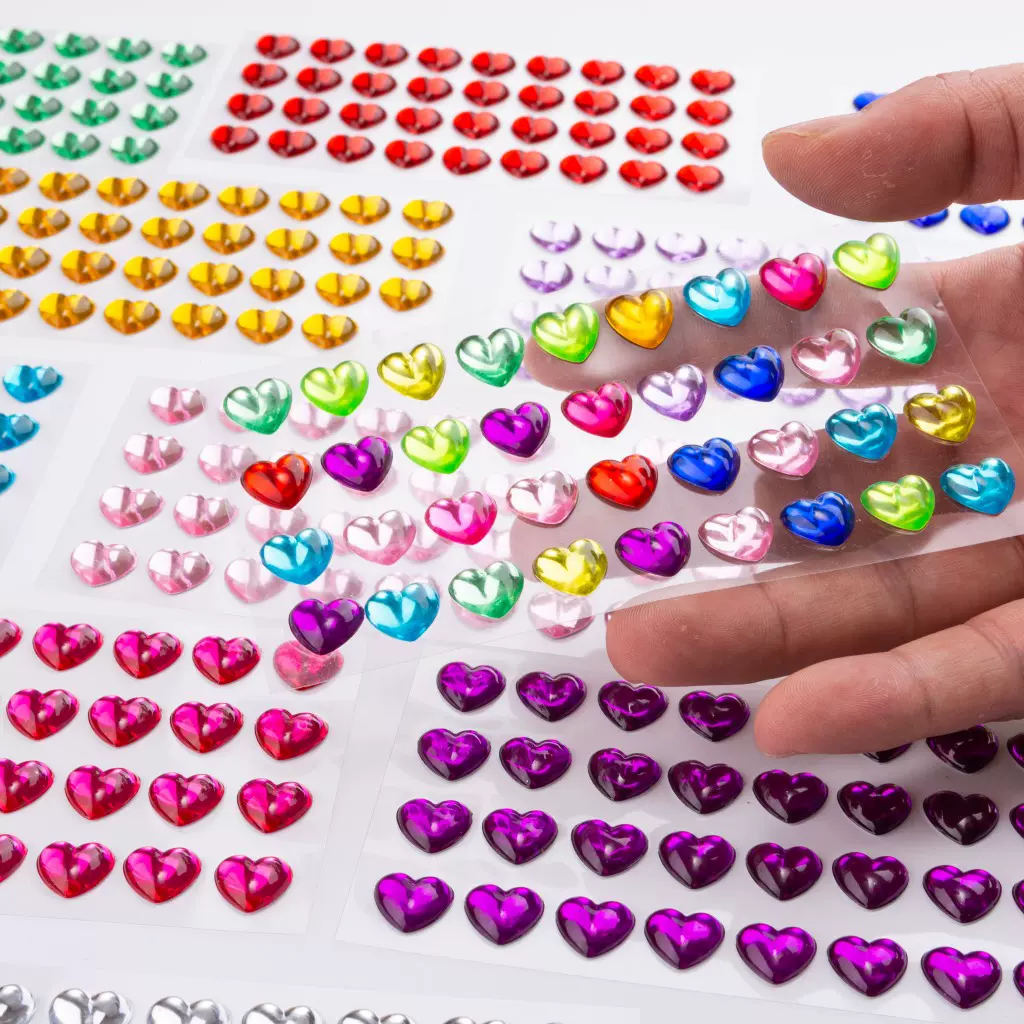 36颗12mm爱心亚克力宝石钻贴儿童玩具配件手工DIY彩钻厂家批发